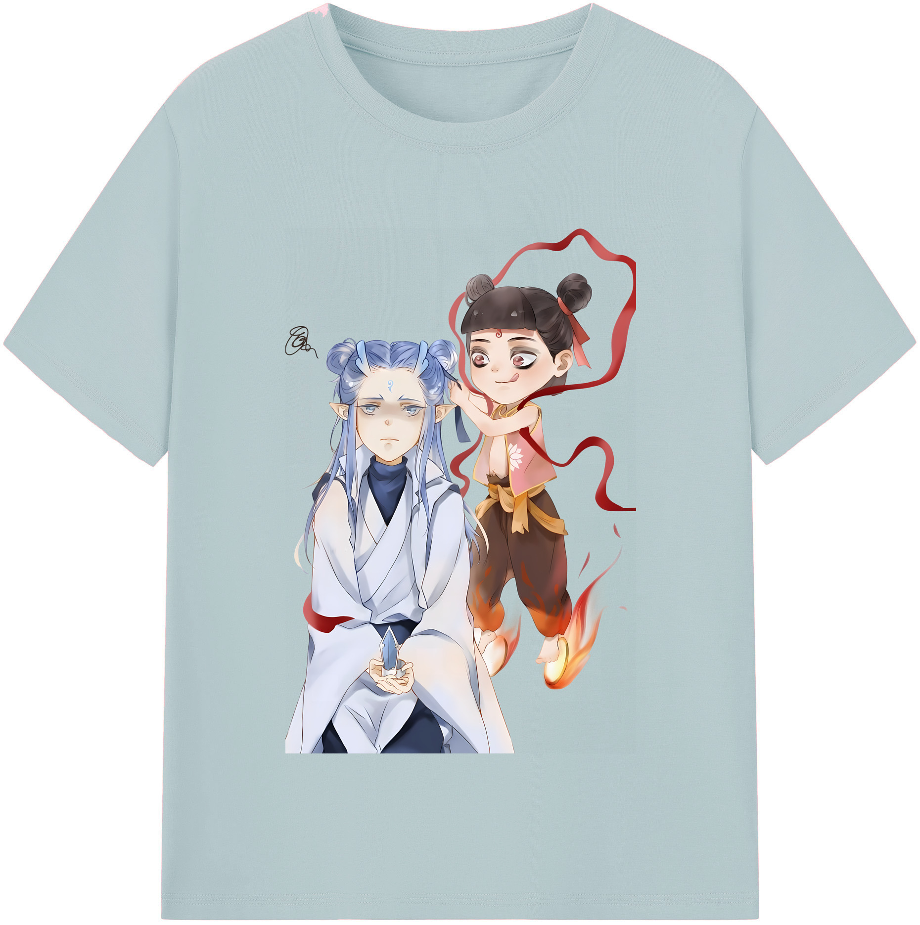 （画像用） Ne Zha 2 ナタ 魔童の大暴れ 綿100％半袖Tシャツ（フロントプリント）
